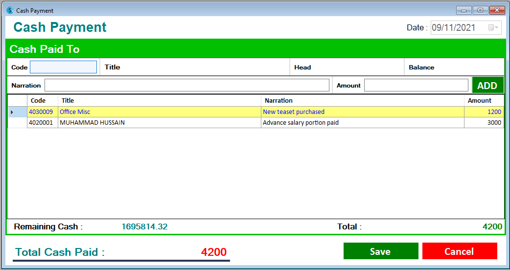 4 Cash Payment